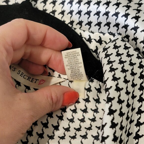 Vintage Victorias Secret Pajama Set Womens Small Y2K Houndstooth Print Satin - Picture 6 of 7